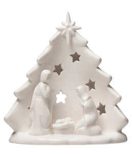 Stoneware Nativity with Tree & Cut-Outs