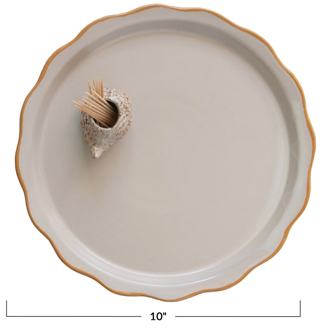 Stoneware Plate w/ Hedgehog Toothpick Holder