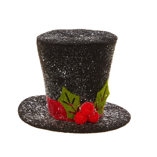 Tree Topper Glittered Top Hat With Holly