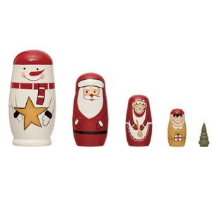 Wood Holiday Icon Nesting Dolls