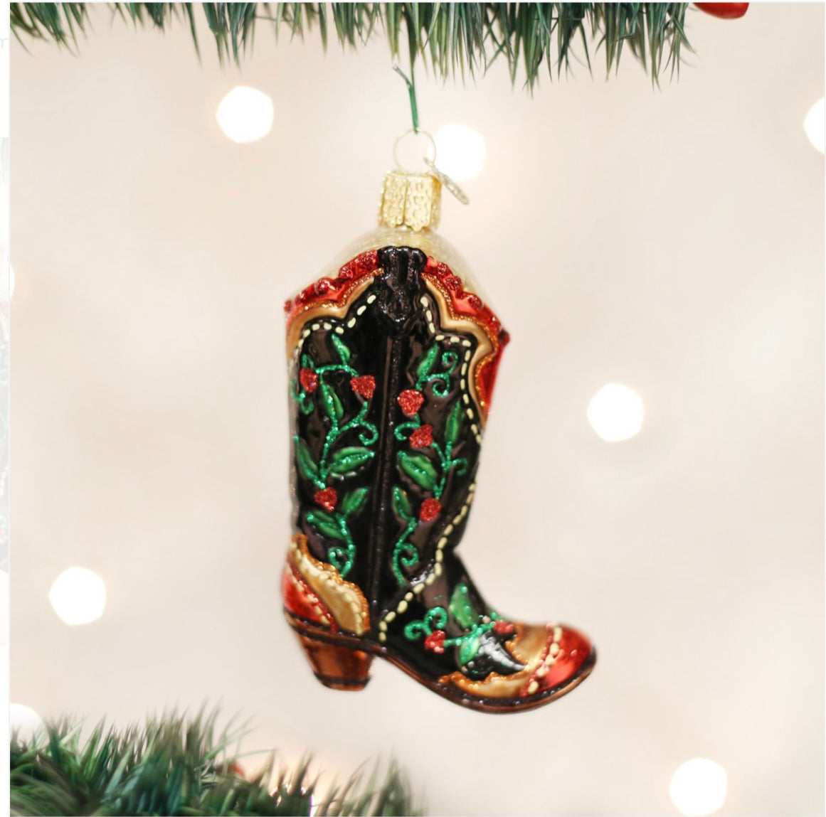 Holly Berry Cowboy Boot Ornament