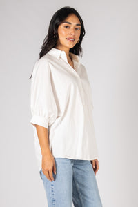 Oversized 3/4 Sleeve Button Up Top