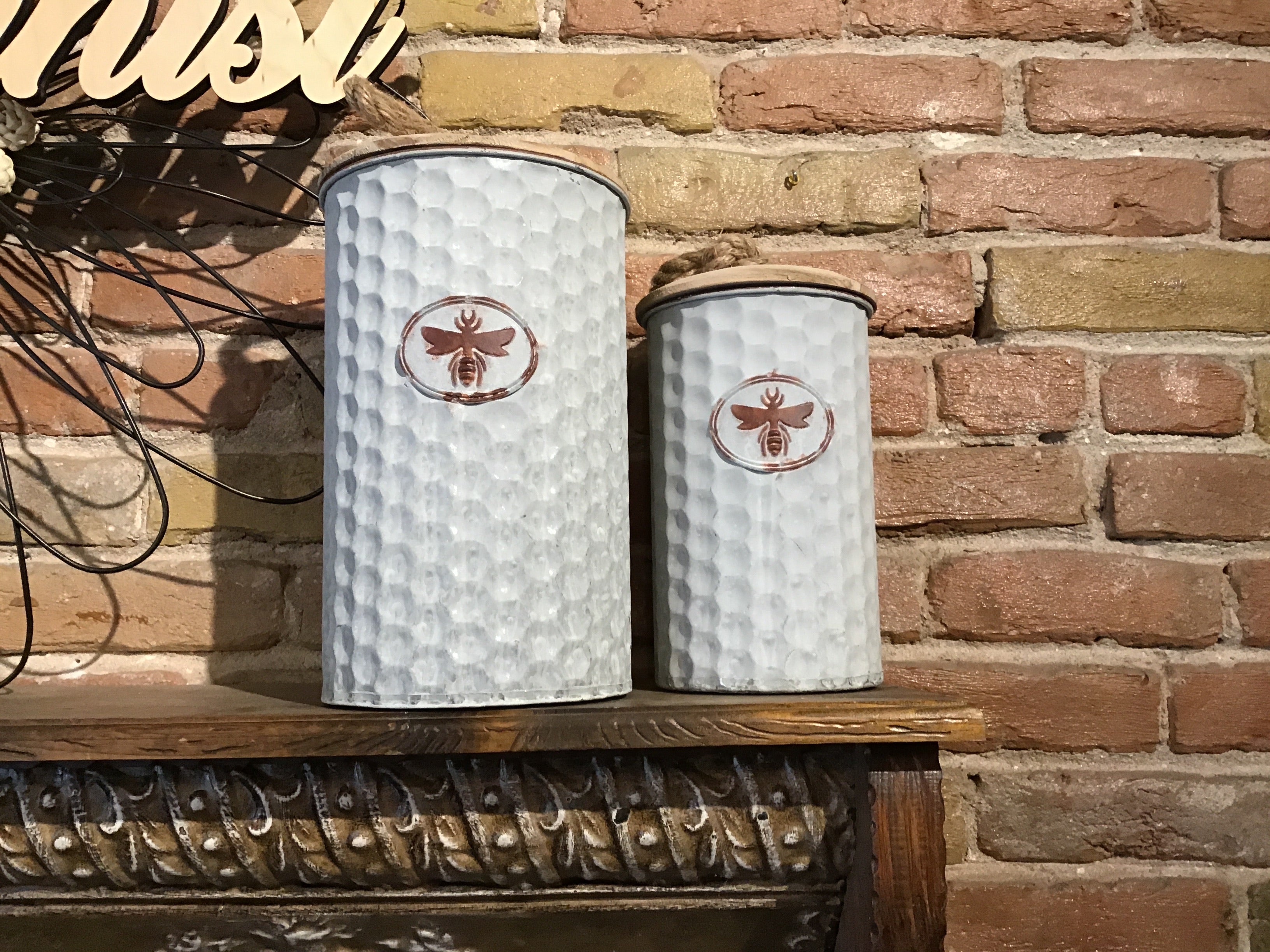 Tin Bee Canisters