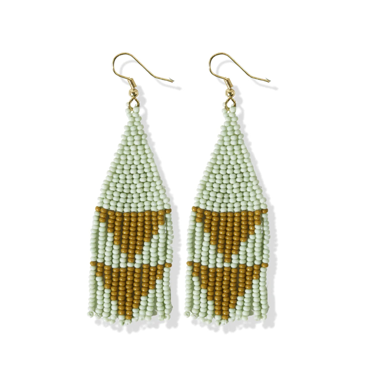 Mint With Citron Triangles Earrings