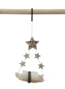 Sisal Baby Jesus Ornament with Stars and Glitter
