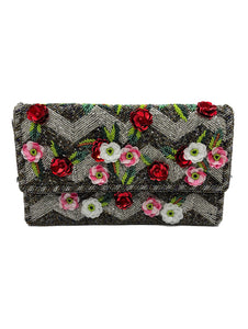 Hematite Silver Rose Clutch