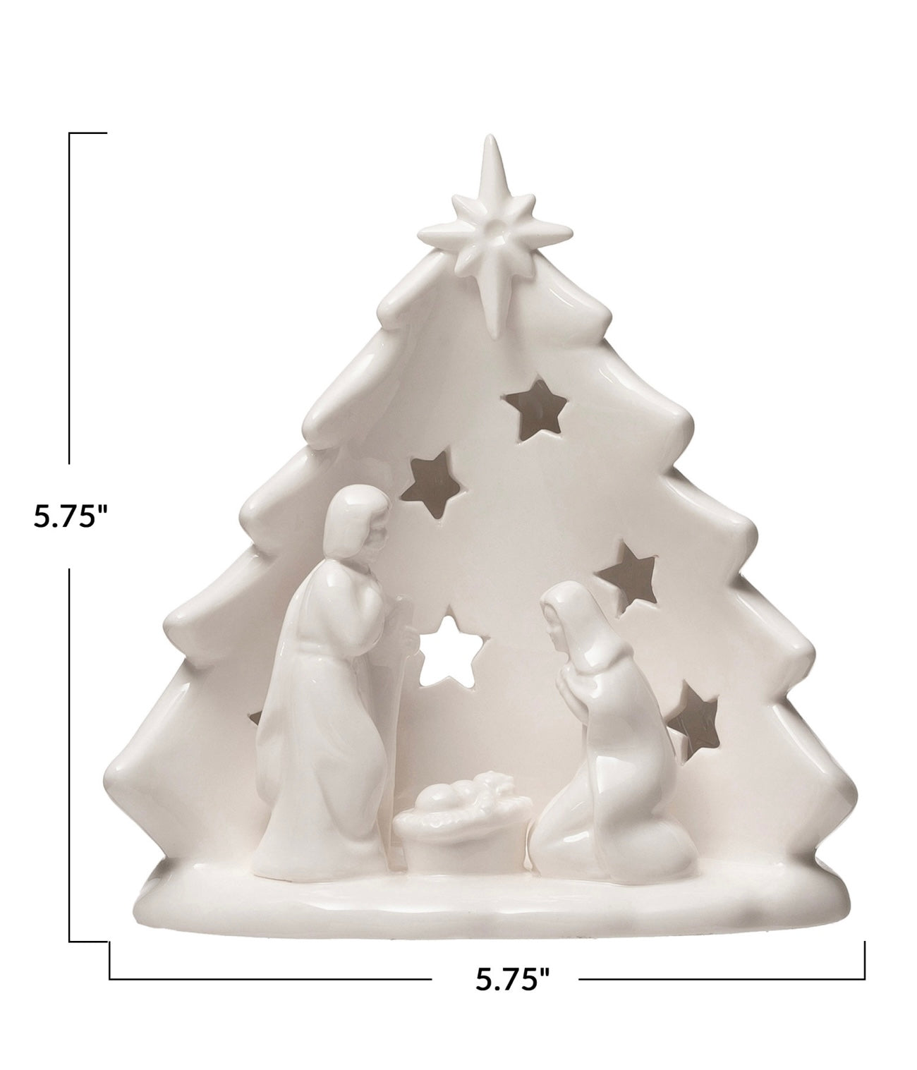 Stoneware Nativity with Tree & Cut-Outs