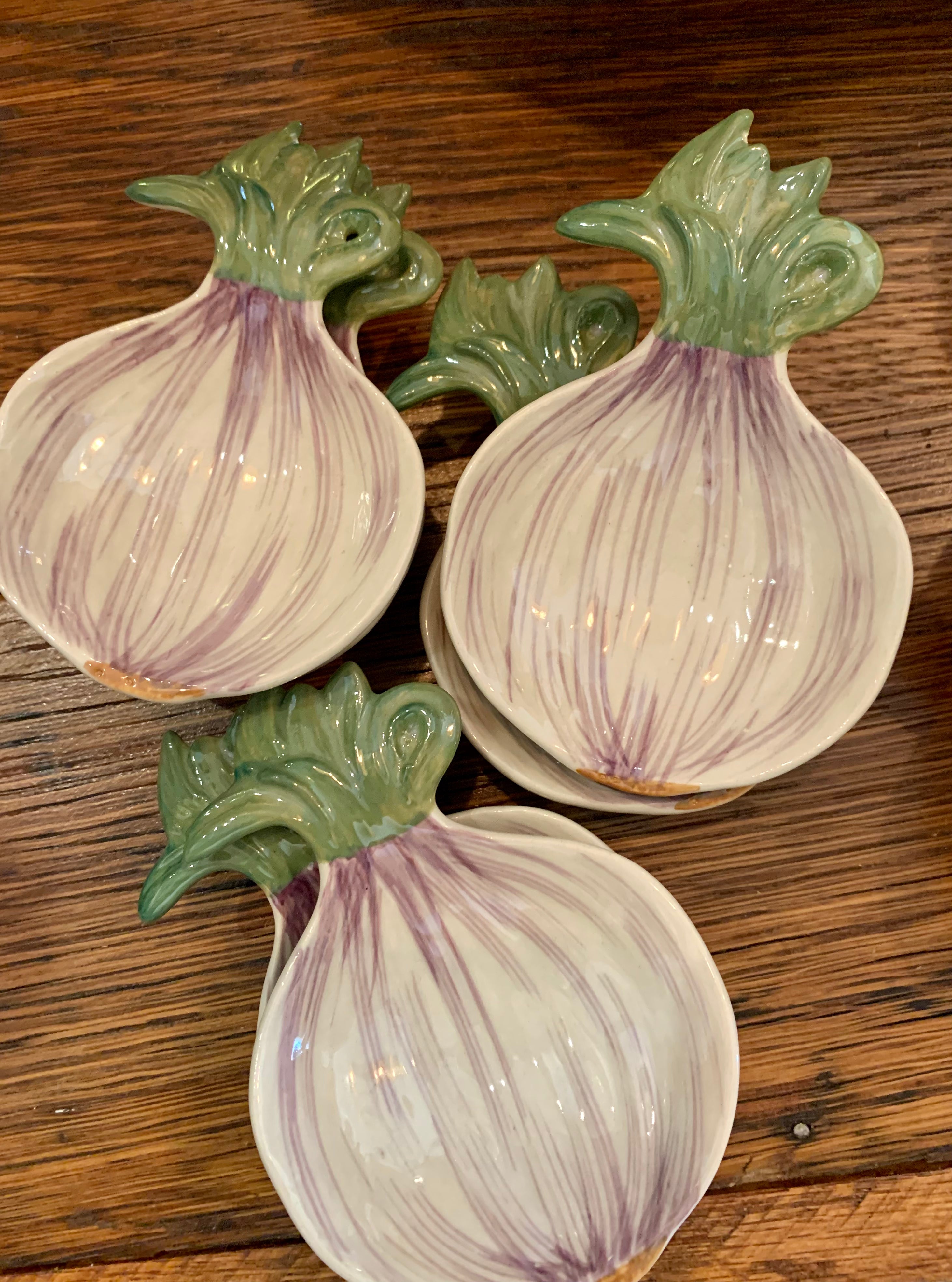 Hand-Painted Stoneware Radish/Onion Dish, 2 Styles