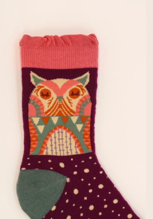 Owl by Moonlight Ankle Socks - Grape