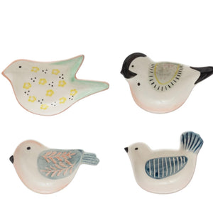 Hand-Painted Stoneware Bird Shaped Dish