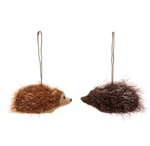 Faux Fur and Tinsel Hedgehog Ornament