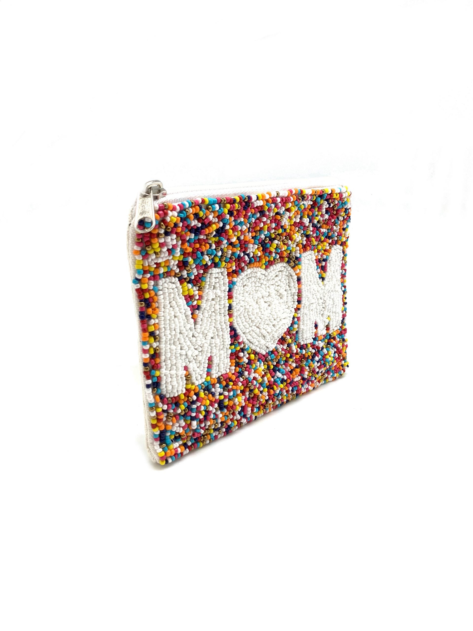 Mom Beaded Coin Pouch