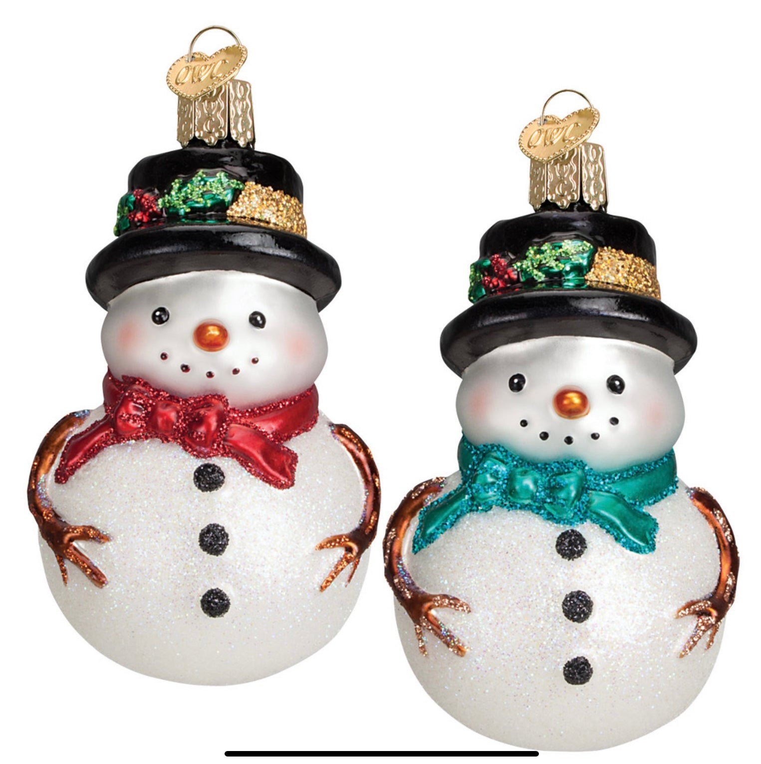 Holly Hat Snowman Ornament