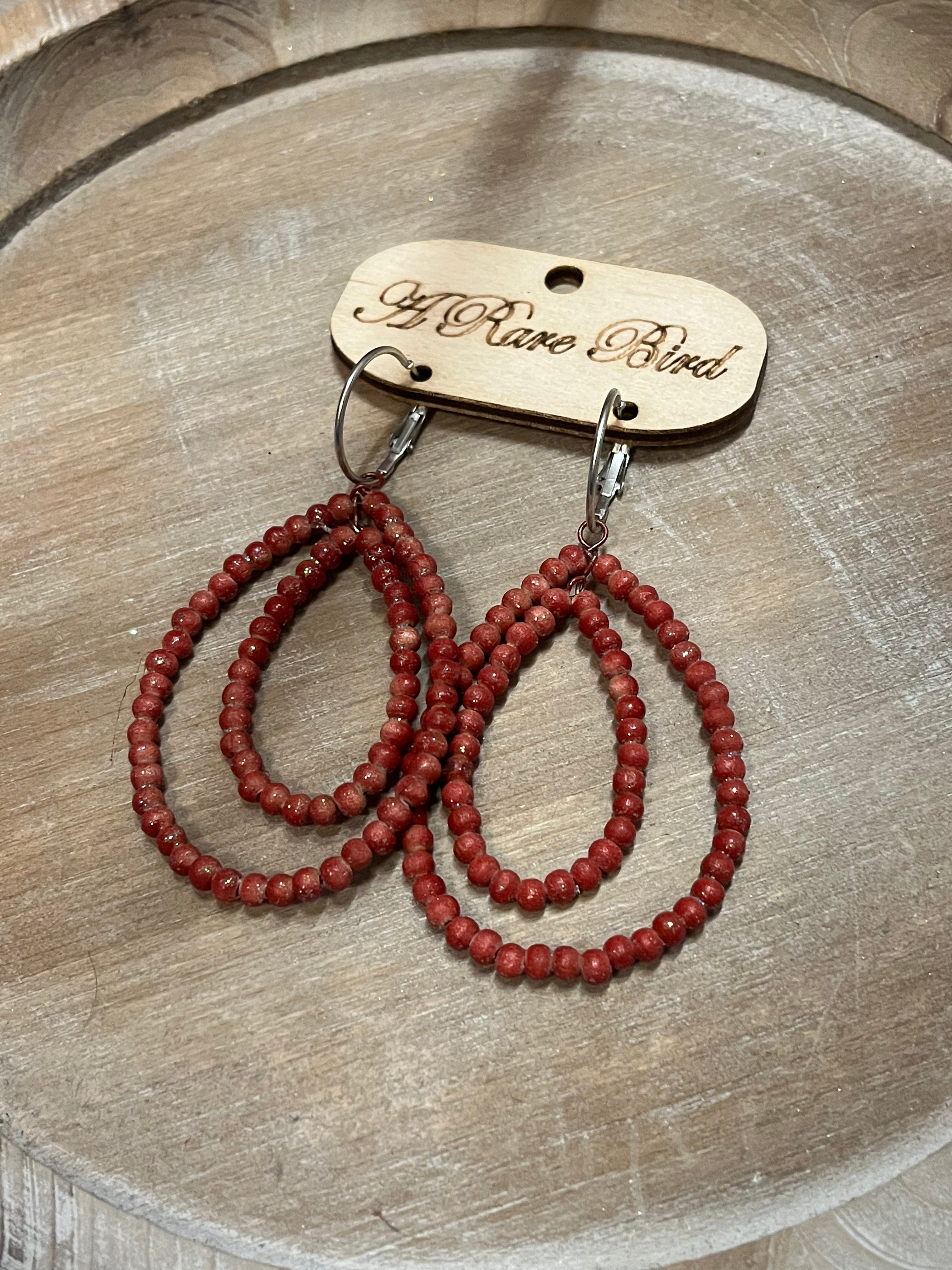 Teakwood Double Teardrop Earrings