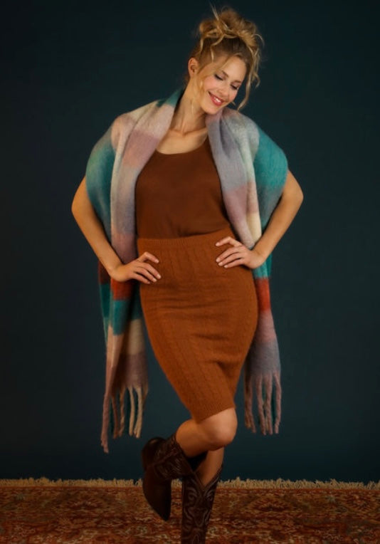 Maddie Cosy Scarf - Damson/Teal