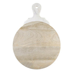 Wood Board With Marble Carved Handle