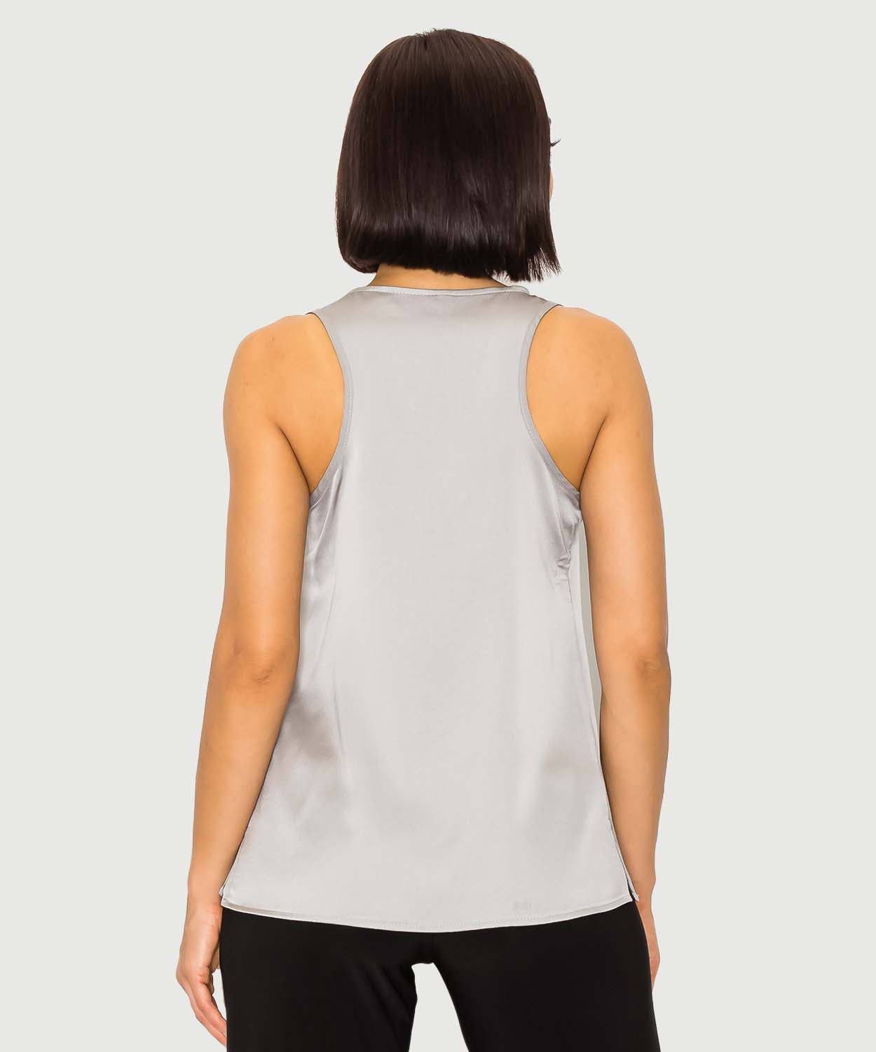 Silky Satin Racerback Cowl Neck Top