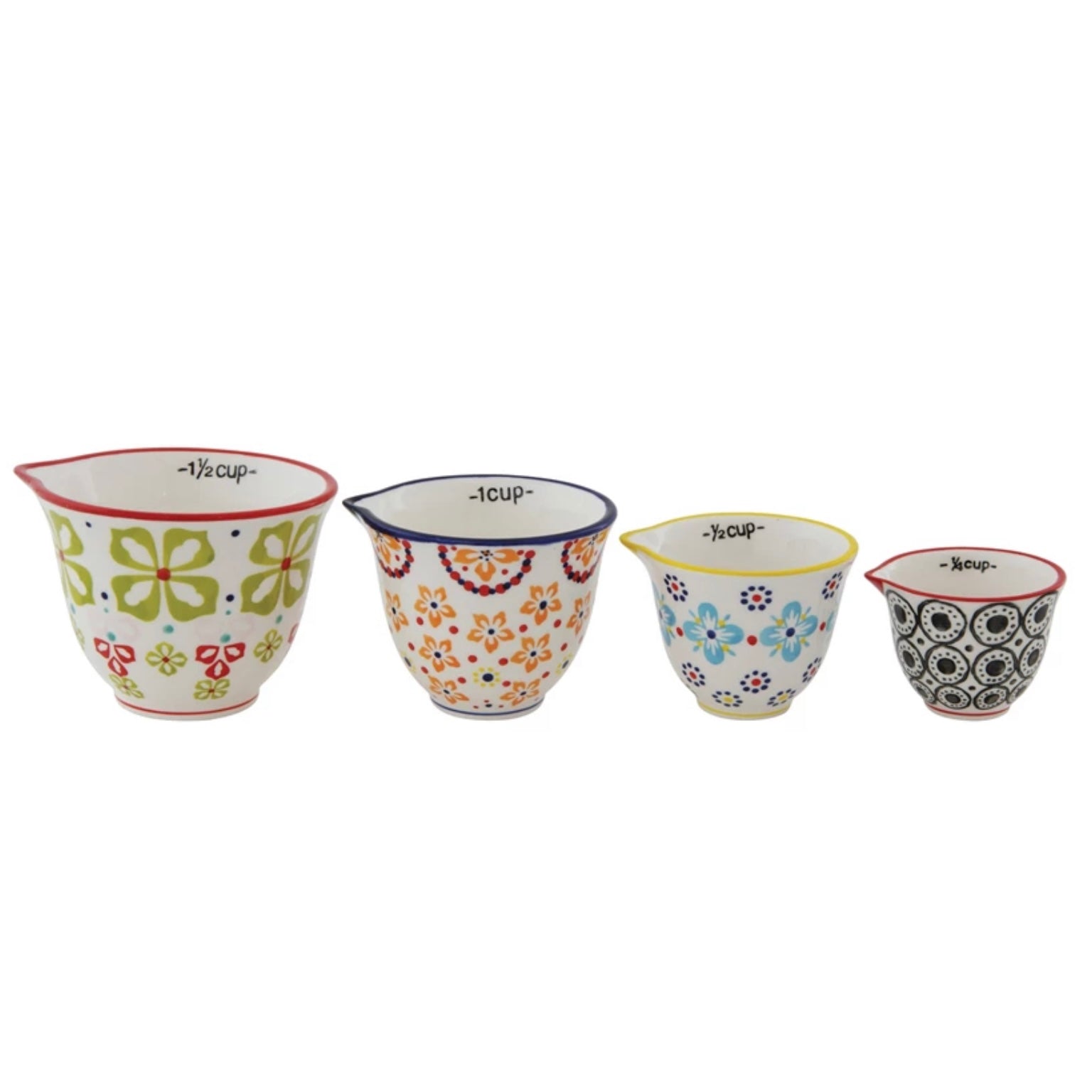 Stoneware Measuring Cups With Floral Pattern