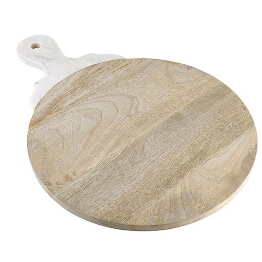 Wood Board With Marble Carved Handle