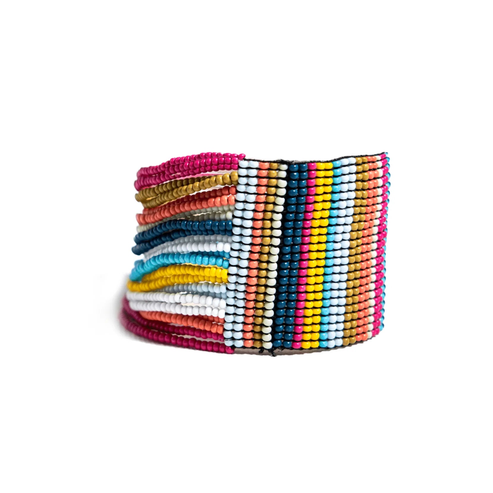 Vertical Stripe Beaded Stretch Bracelet Multicolor