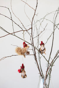 Wood Felt Squirrel in Hat Ornament, 3 Styles