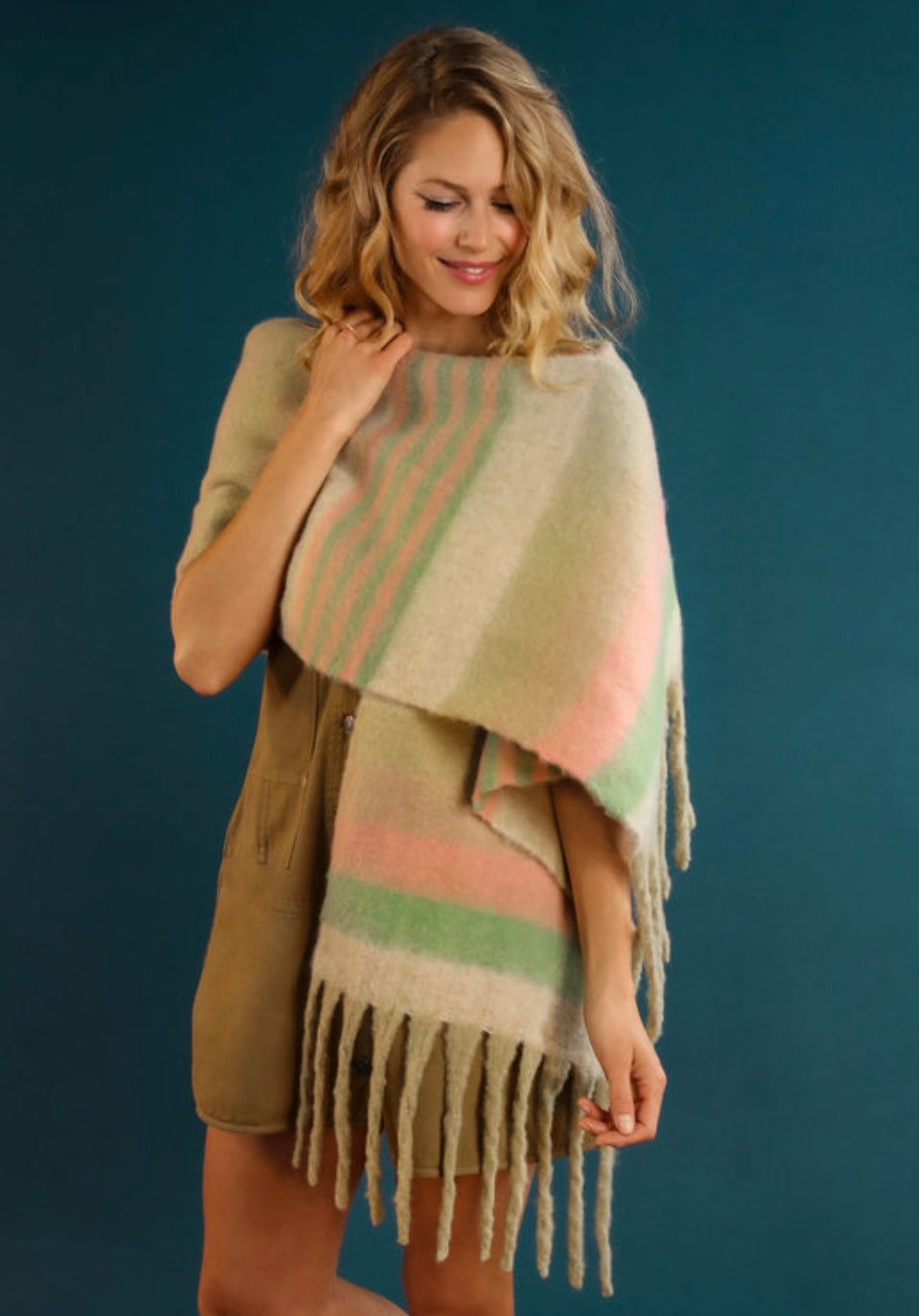 Enid Cosy Scarf - Sage/Petal