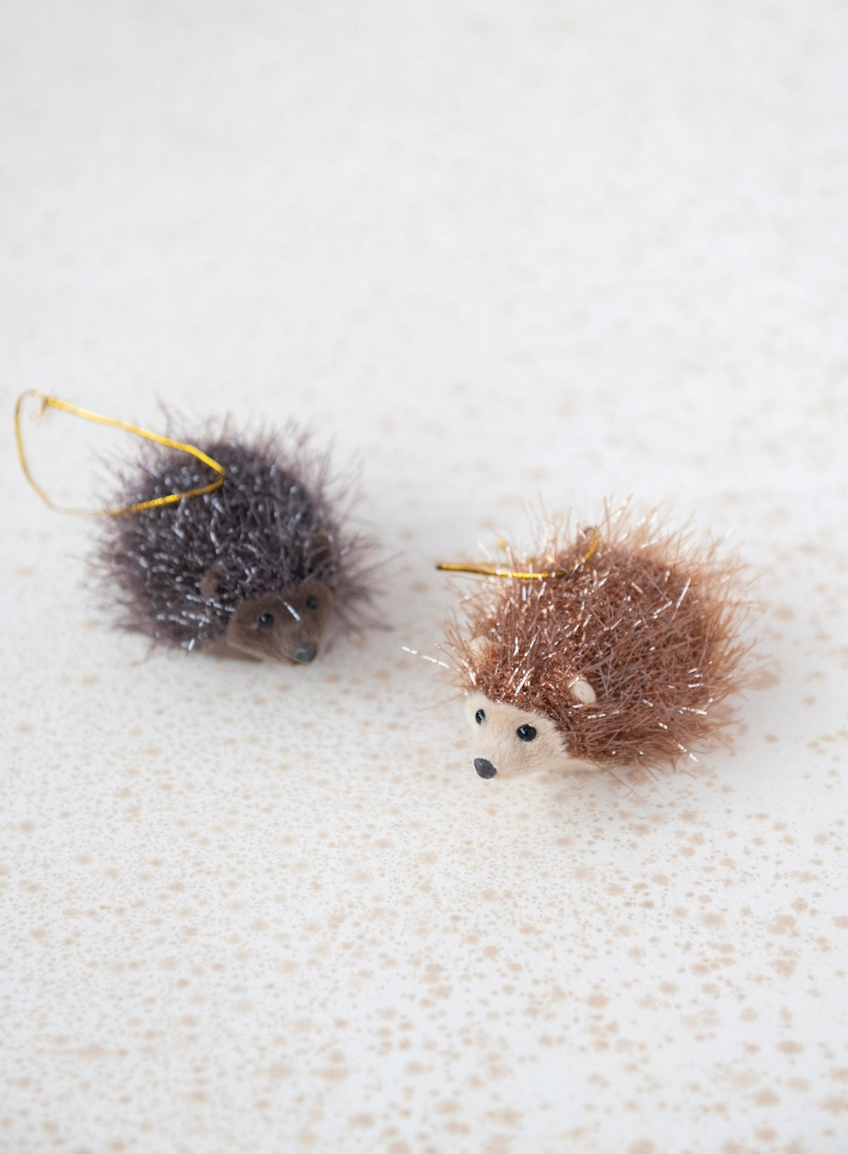 Faux Fur and Tinsel Hedgehog Ornament