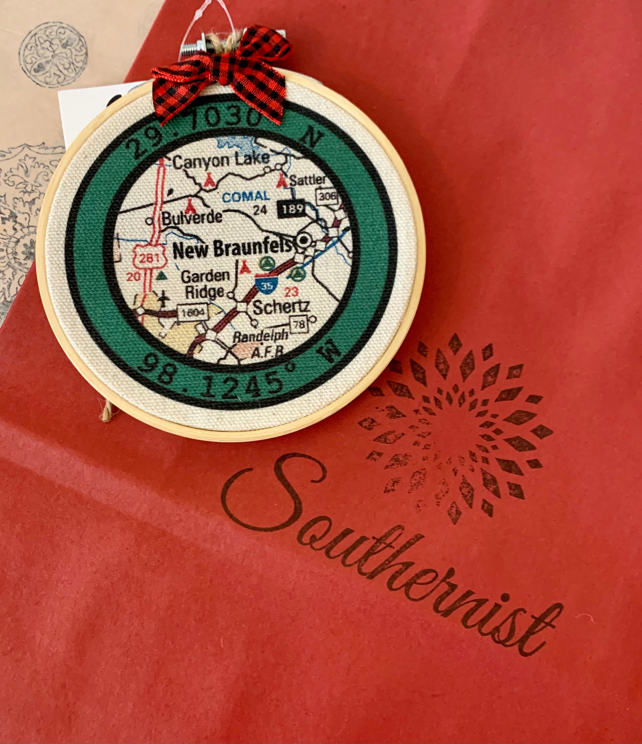 Latitude and Longitude New Braunfels Ornaments