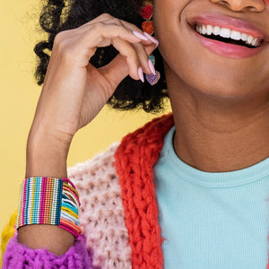 Vertical Stripe Beaded Stretch Bracelet Multicolor