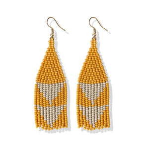 Yellow With Ivory Triangles Earrings