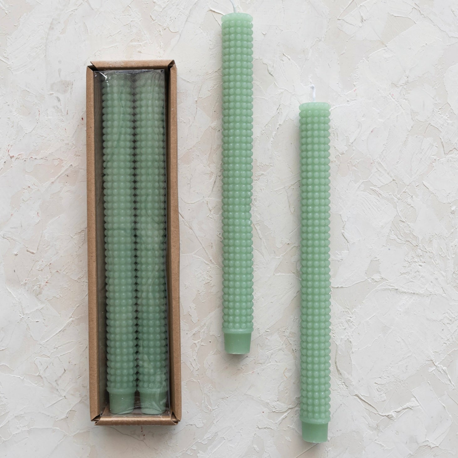 Unscented Hobnail Taper Candles in Box