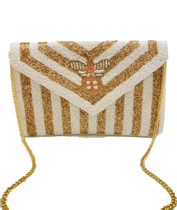 Gold Cream Stripe Bee Bag