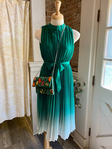 Green Pleated Ombré Dress