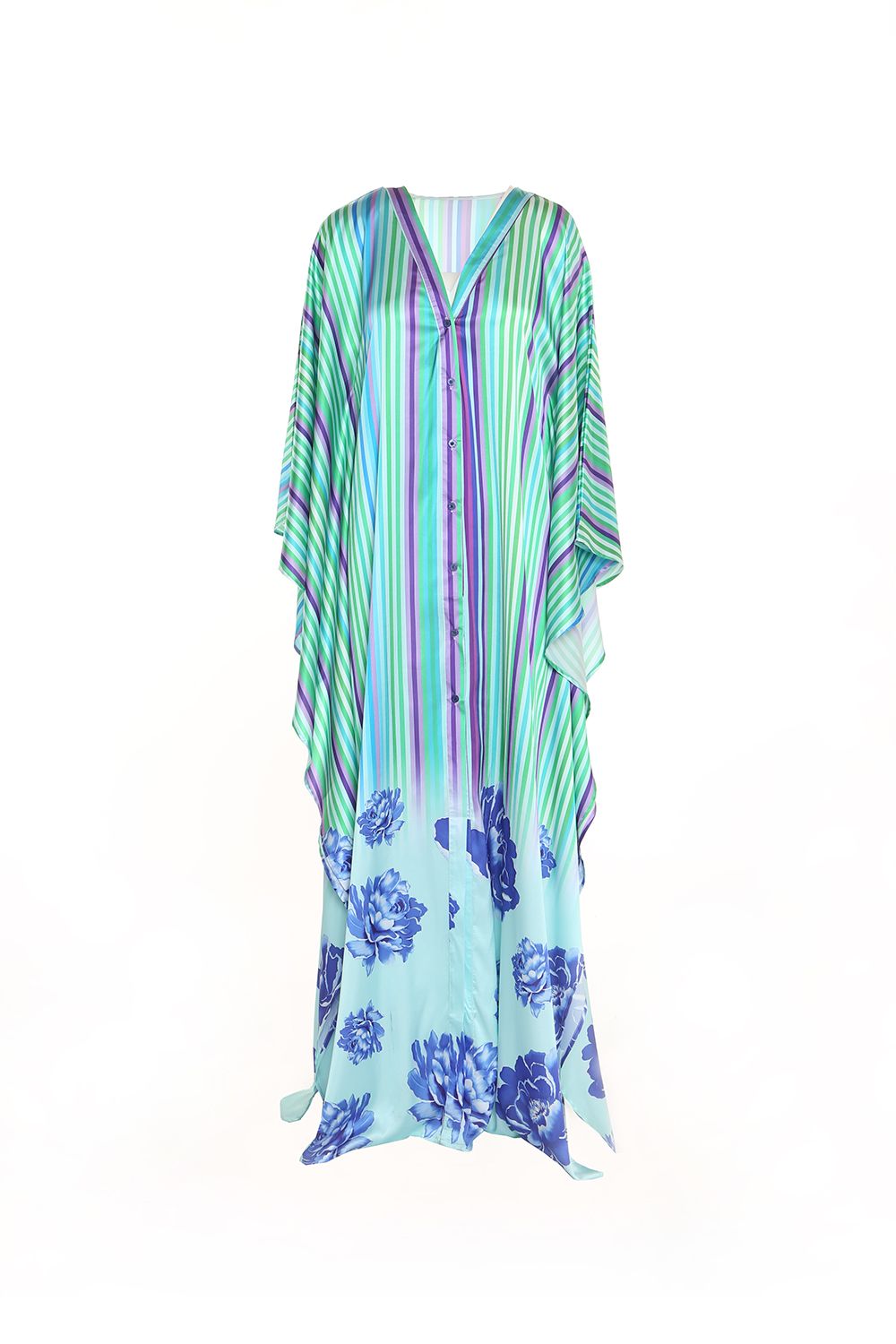 Front Button Down Satin Maxi Dress