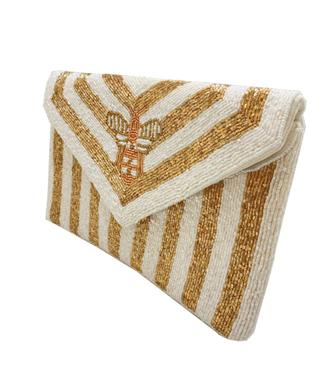 Gold Cream Stripe Bee Bag