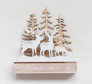 Wood Laser Cut Deer in Forest