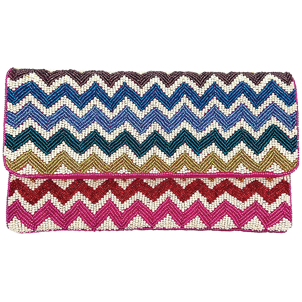 Chevron Multi Beaded Clutch