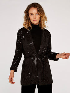 Sequin Belted Blazer