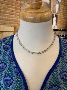 Silver Paper Clip Chain Necklace