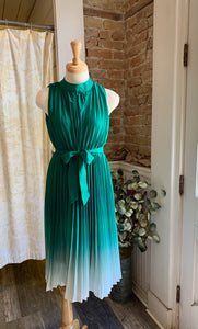 Green Pleated Ombré Dress