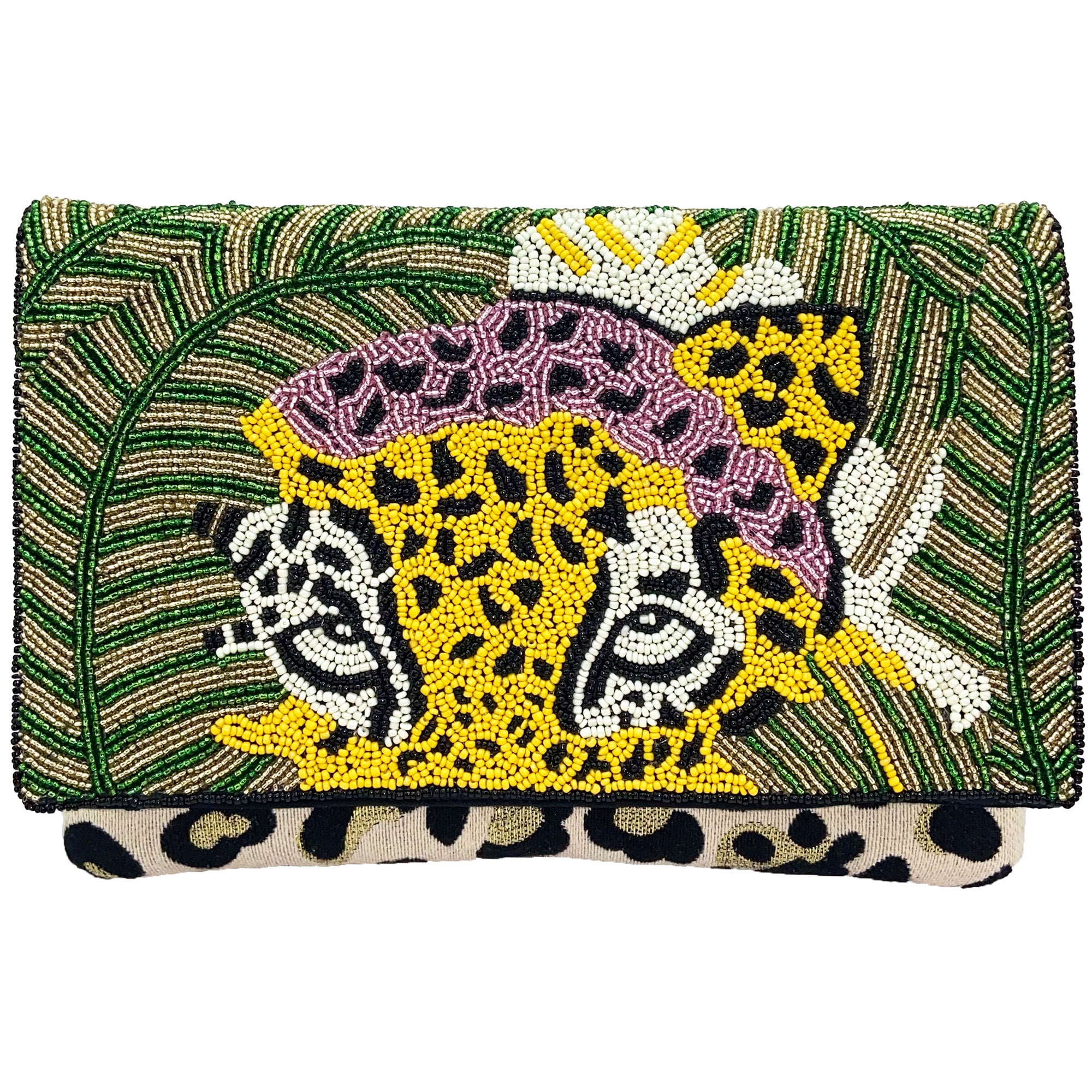 Leopard Beaded Clutch