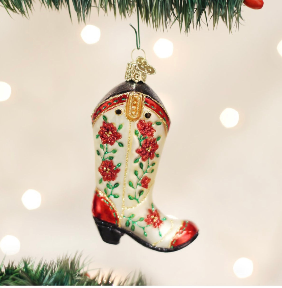 Christmas Cowgirl Boot Ornament