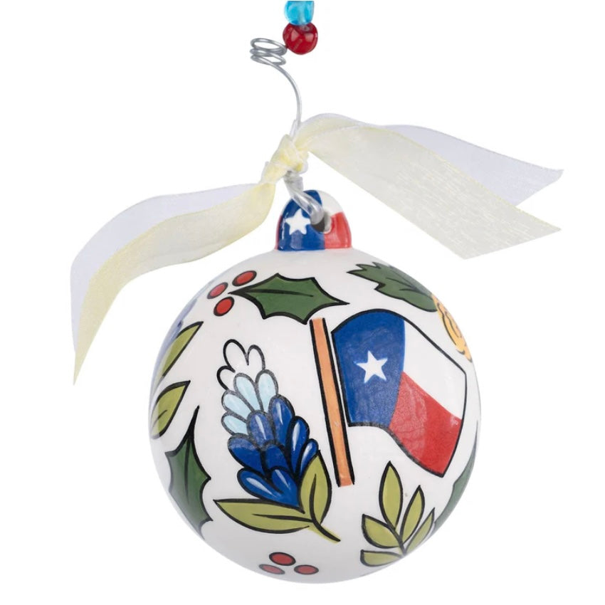 Merry Texmas Yellow Rose Ornament