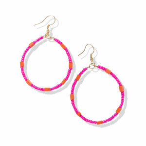 Hoop Dangle Hot Pink Orange