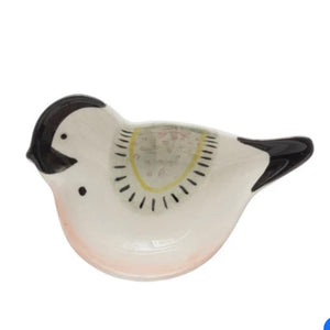 Hand-Painted Stoneware Bird Shaped Dish