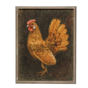 Wood Framed Wall Decor wit Chicken, 2 Styles