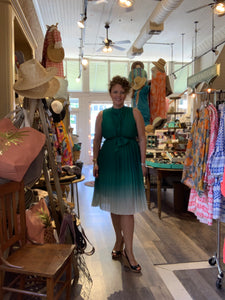 Green Pleated Ombré Dress