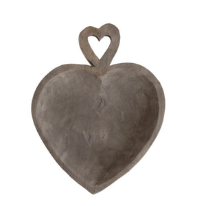 Shaped Wood Tray With Heart Shaped Handle