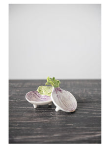 Hand-Painted Stoneware Radish/Onion Dish, 2 Styles