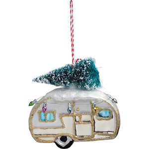 Glass Ornament - Camper & Tree